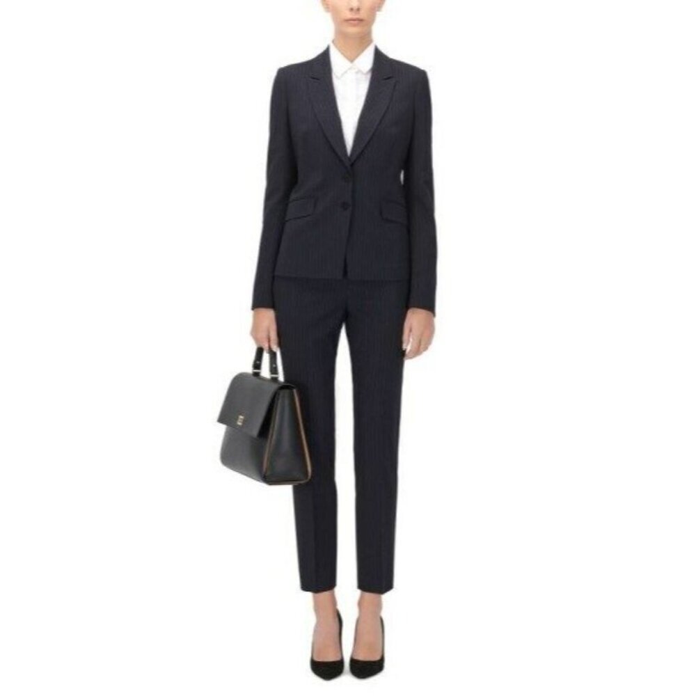 Hugo Boss Pants Tiluna Striped Wool Ankle Pants Suit Pants Crop SZ 8 New - Picture 6 of 6
